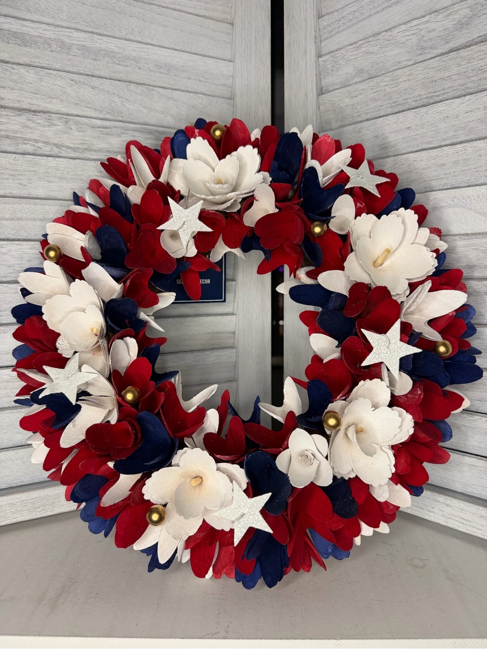 Martha Stewart Patriotic Red White Blue Floral Wreath - Home Holiday